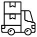 Ícono de un camión transportando dos paquetes