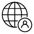 Ícono de un planeta con un ícono de persona