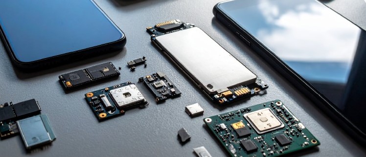 Una caja que contiene repuestos electrónicos