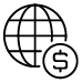 Ícono de un planeta con un símbolo de dinero